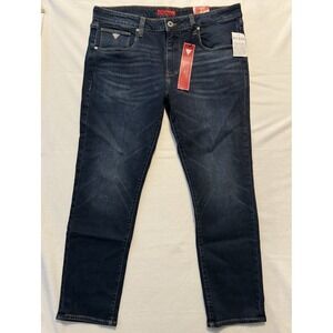 Guess Vermont Slim Straight Leg Low Rise Jeans Biru Wash T4BJ20D5MV0 Size 34x30